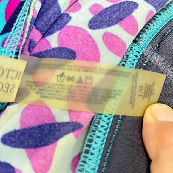 Victoria's Secret Teal Pink Abstract Animal Print Push-up Tankini Top Size L - Picture 7 of 11